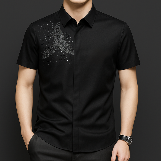 Celestial Halo Embellished Satin Shirt