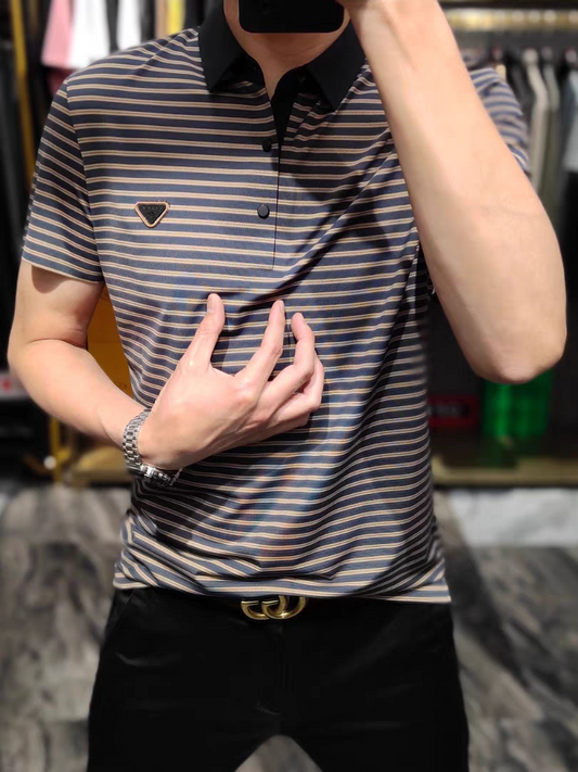 Executive Crest Striped Polo T-Shirt